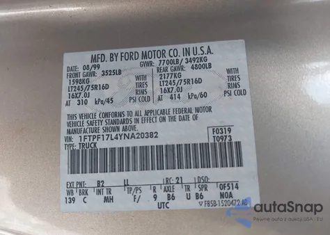 2000 Ford F-150 Work Series/Xl/Xlt из США, поврежденный, VIN 1FTPF17L4YNA20382